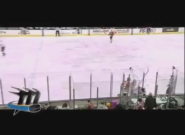 Hockey Player Misses A Check, Sails Directly Through Sheet Of Plexiglas