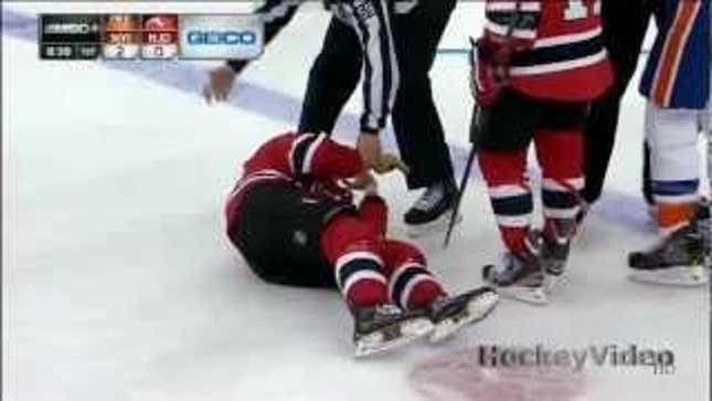 Matt Martin Knocks Out Tom Kostopoulos, Motions To Have Bench Collect Him