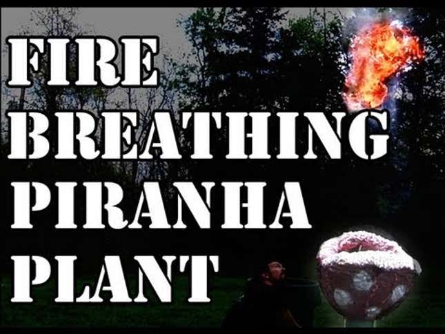 Homemade Piranha Plant From <em>Super Mario</em> With A Twist: It Breathes Fire