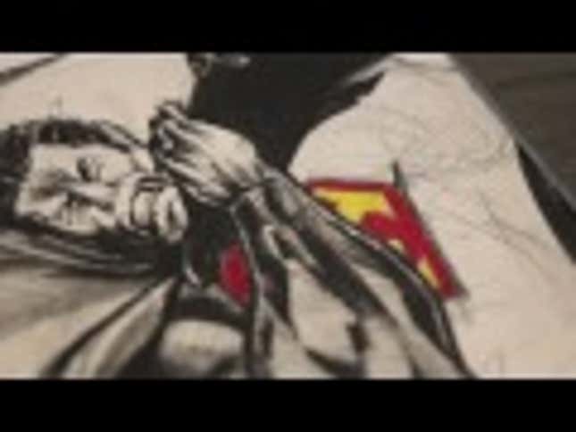 A Speed-Drawing Of Batman Showing Superman Who's Boss