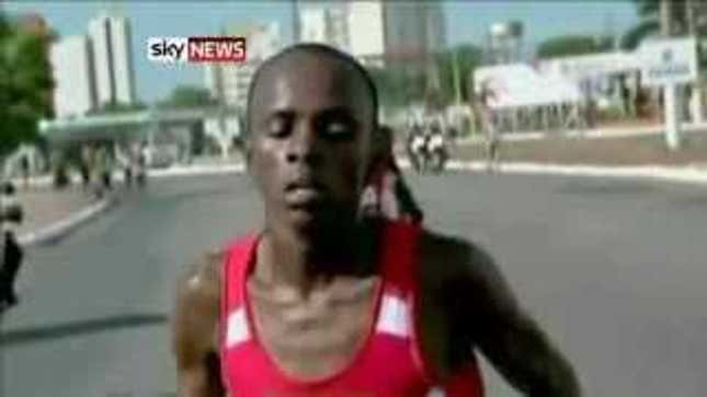 Crazy Person Tackles Runner Mid-Race; Runner Wins Anyway