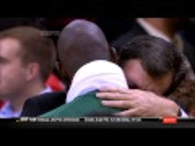 Kevin McHale And Kevin Garnett Shared A Tearful Hug After Last Night's Game