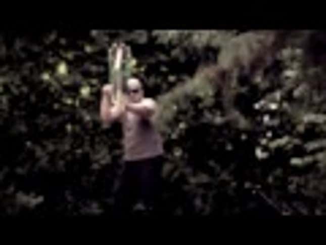 Yep, It's A Slingshot That Shoots Chainsaws
