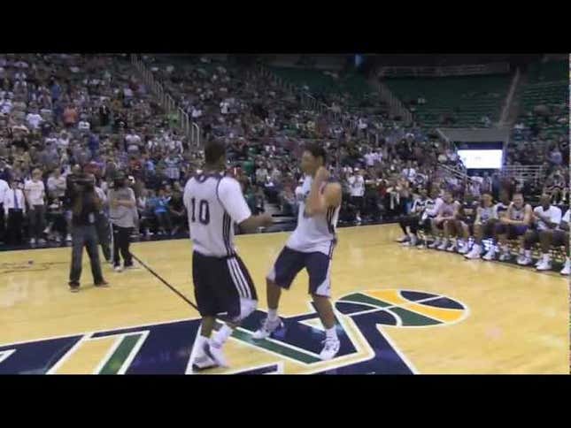 The Utah Jazz Had A Rookie Dance Off And 7-Foot Non-Rookie Enes Kanter Did The Worm