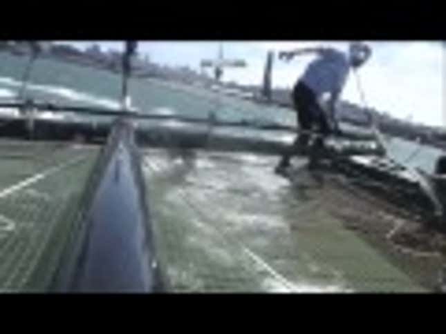 Michael Johnson Fell Off A Boat During An America's Cup Series Race