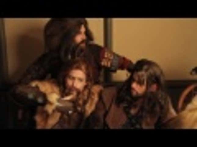 Dwarves invade Bilbo Baggins' house—and start rapping