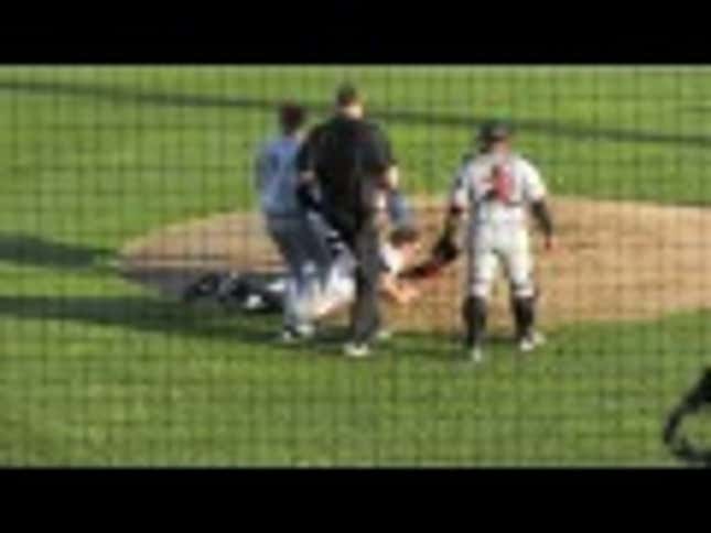 Pitching Prospect Stops Line Drive With Face