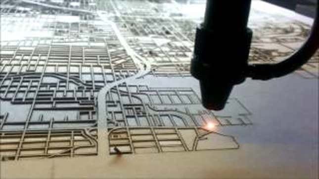 Watch This Laser-Cut Map Appear Before Your Eyes, Block By Block