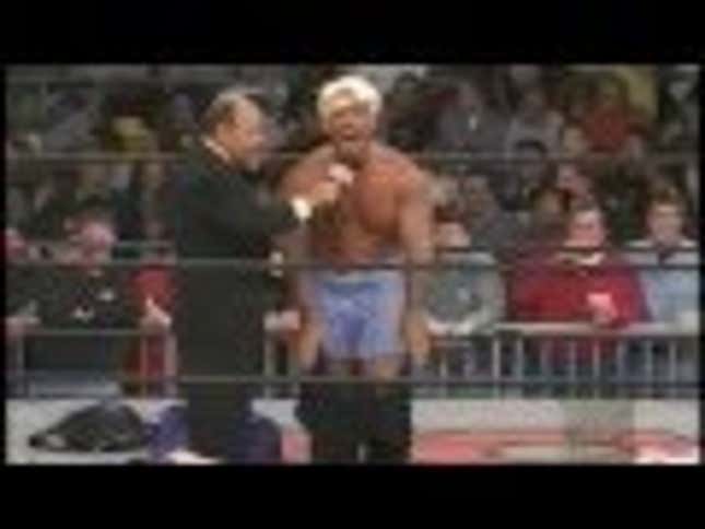 Five And A Half Minutes Of Pro Wrestlers Beating Up Inanimate Objects