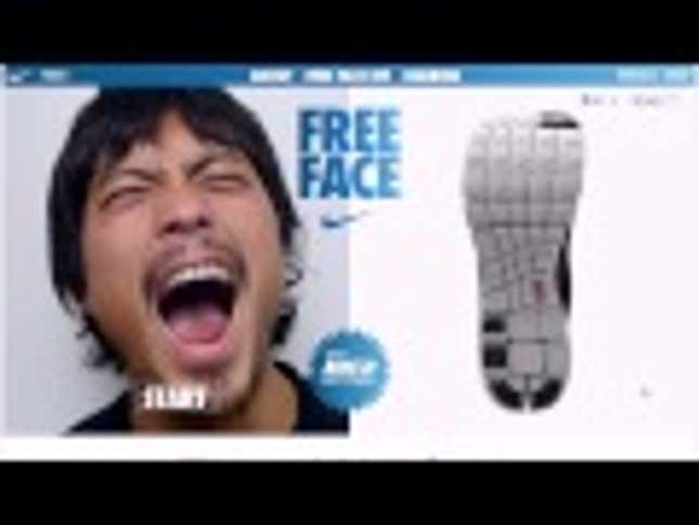 Make Silly Webcam Faces to Scrunch Up a Nike Sneaker
