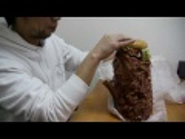 Behold a Hamburger Stacked with a Thousand Pieces of Bacon