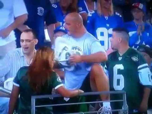 Jets Superfan, Giants Superdrunk Exchange Shoves