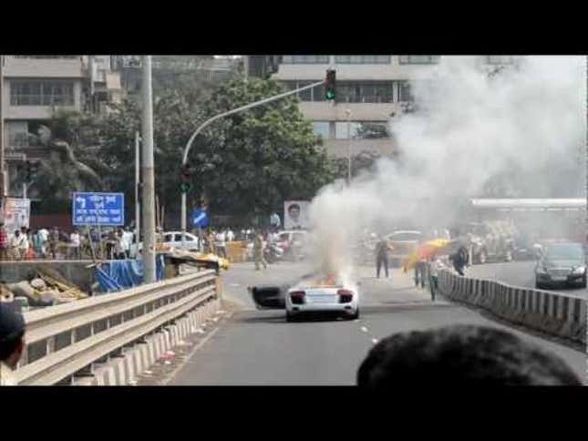 Audi R8 Consumed By Spectacular Fire During Car Show In Mumbai