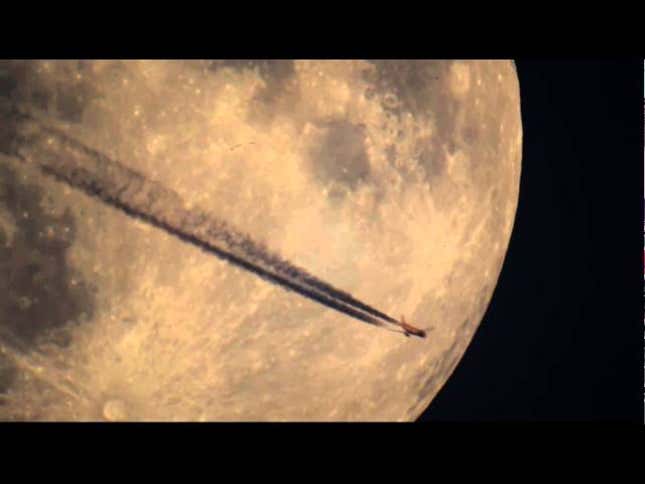 Watch An Airplane Fly Across The Moon