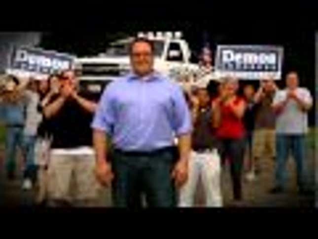 Against Muslim Democrat, GOP Hopeful Tows Monster Truck Of Christ