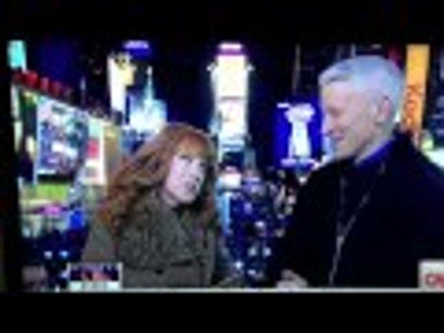 Here's Kathy Griffin Trying to Kiss Anderson Cooper on the Dong