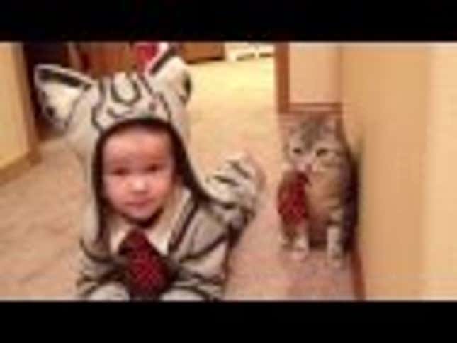 This Cat and Baby Have Super Twin Powers