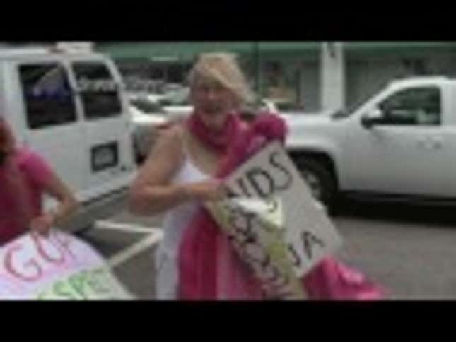 Protesters Dressed as Giant Vaginas Greet Republican National Convention Attendees
