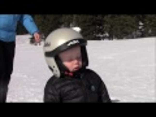 Adorable Kid Is So Tired He Falls Asleep While Skiing