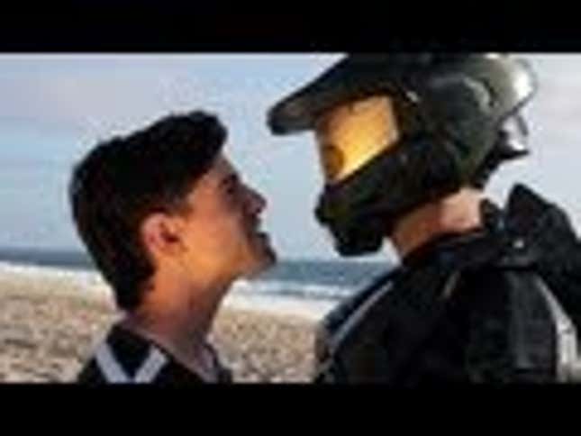 Boy-Band Tribute to <em>Halo</em> Writes Master Chief's Name All Over the Back of a Notebook