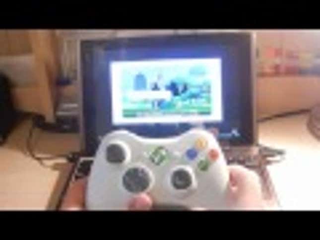 Here's a Guy Playing Wii on an Android Tablet with an Xbox 360 Controller