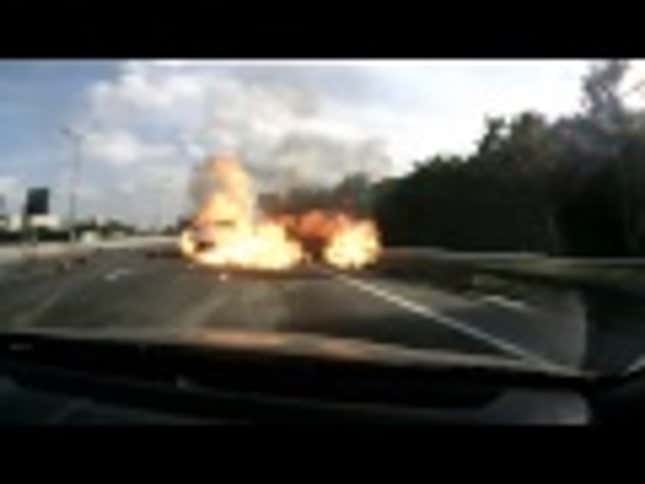 Russian Gas Truck Crash Leads To Explosion And Projectile Fireballs
