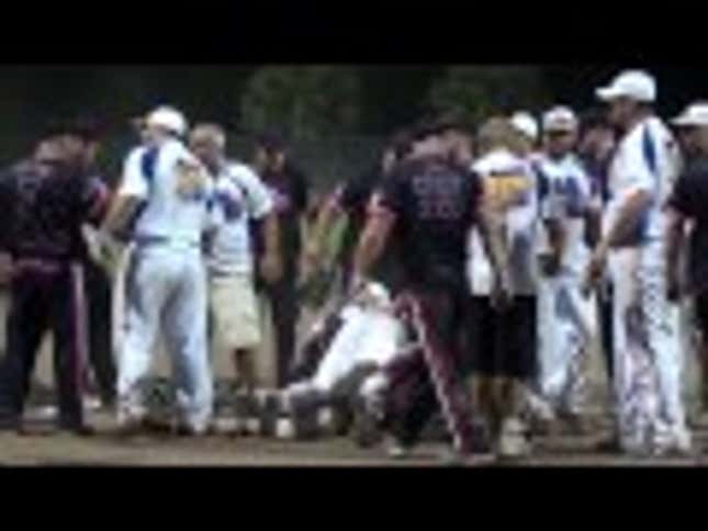 Here's A Bench-Clearing Brawl At A Men's Slow-Pitch Softball Game