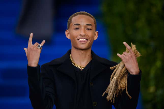 Jaden Smith enters the Rei Kawakubo/Comme des Garcons: Art Of The In-Between” Costume Institute Gala at the Metropolitan Museum of Art on May 01, 2017 in New York City.