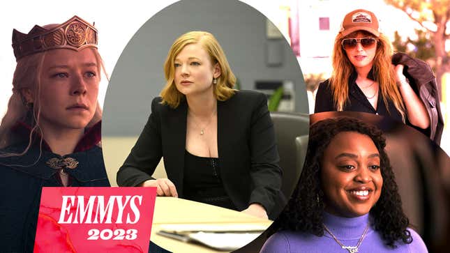 Clockwise from left: Emma D’Arcy in House Of The Dragon (HBO), Natasha Lyonne in Poker Face (Peacock), Quinta Brunson in Abbott Elementary (ABC), Sarah Snook in Succession (HBO)