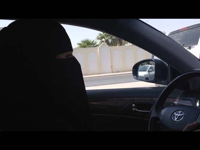 Badass Saudi Woman Drives a Car, Ovaries Fail to Explode
