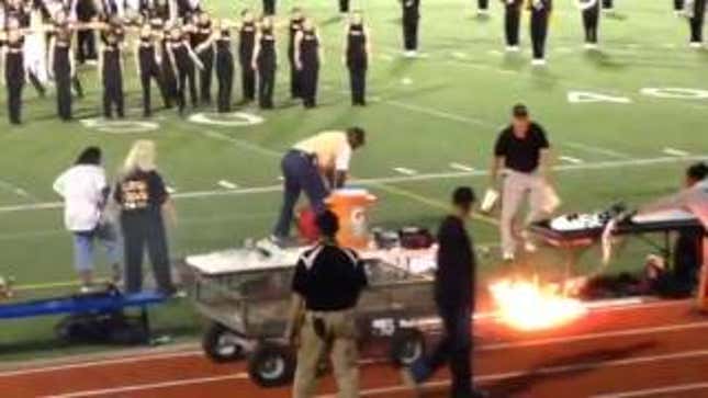 Baton-Twirling Legend Causes Fire At High School Football Game