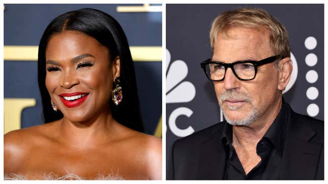 Nia Long, left; Kevin Costner.