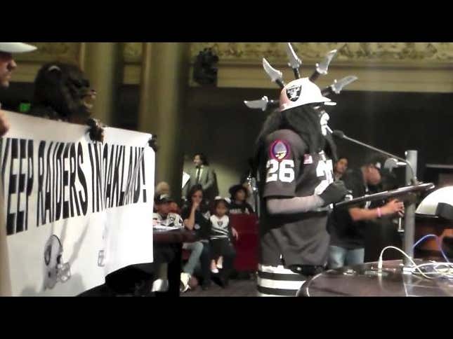 Raiders Superfan Dr. Death Returns, Speaks At City Council Meeting