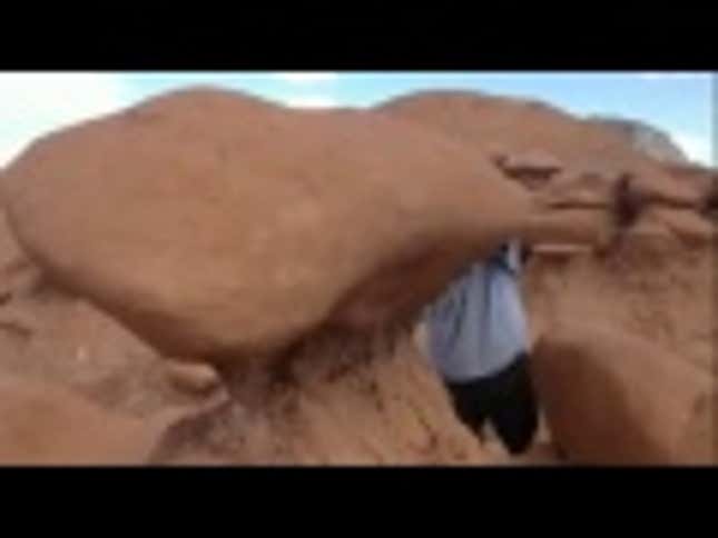 Jackasses Topple 200-Million-Year-Old Rock Formation