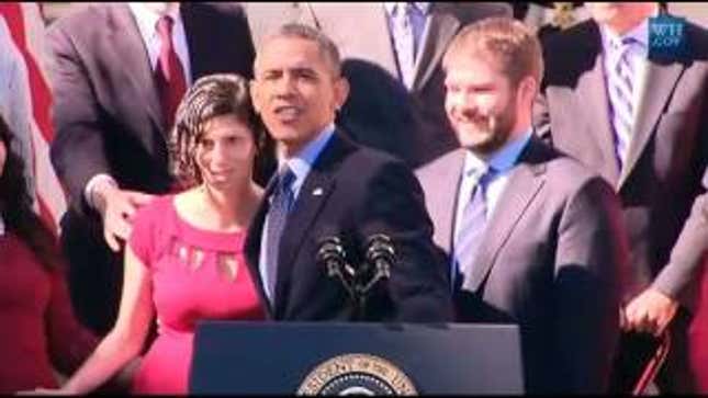 Noted Hero Barack Obama Just Caught a Fainting Pregnant Lady