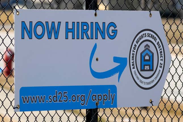 A hiring sign is displayed in Arlington Heights, Ill., Monday, Feb. 26, 2024. On Thursday, March 21, 2024, Freddie Mac reports on this week&#39;s average U.S. mortgage rates. (AP Photo/Nam Y. Huh)