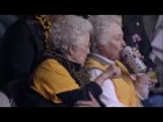 These Old Ladies Chugging An Energy Drink Are The Best Basketball Fans