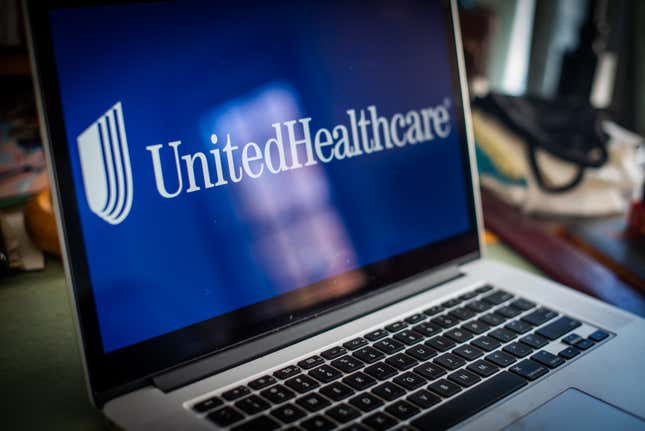 The United HealthCare Group Inc. logo on a laptop computer arranged in Hastings on Hudson, New York, U.S., on Saturday, Jan. 23, 2021.