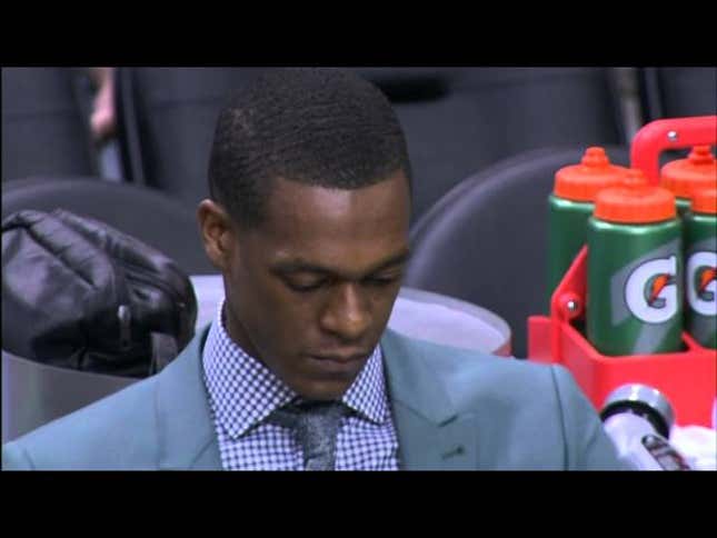 Rajon Rondo Examines Stat Sheet, Does Not Like What He Sees