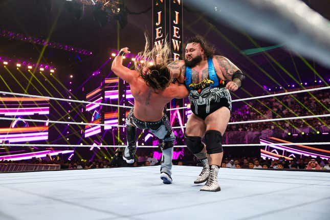 Bronson Reed and Seth Rollins in action during Crown Jewel at Mohammed Abdo Arena on November 2, 2024 in Riyadh, Saudi Arabia. 