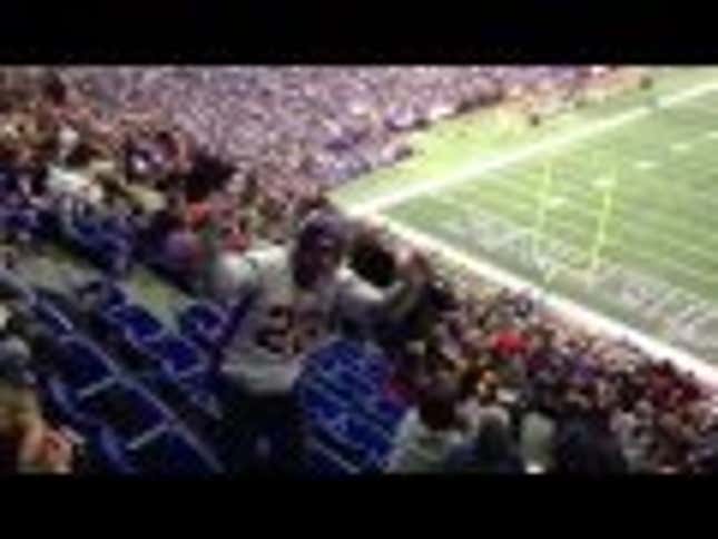 Drunk Vikings Fan Tumbles Down Seats, Spills Beer