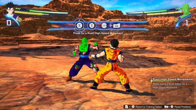 Gohan training with Piccolo for Rush High-Speed Movement.