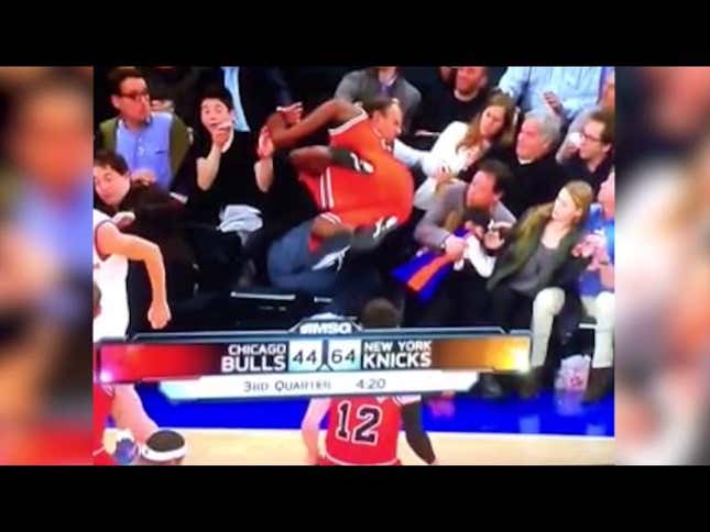 Dad Saves Daughter From Flying Basketball Player
