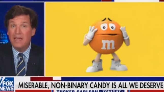 Tucker Carlson complains that M&M character is no longer wearing
