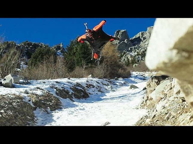 Daredevil Wingsuit Pilot Performs Ground-Skimming Flyby