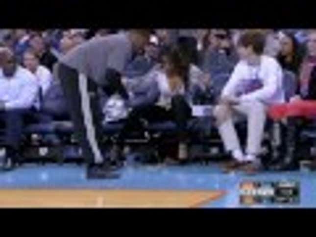 Amar'e Stoudemire Passes Ball To Woman's Drink