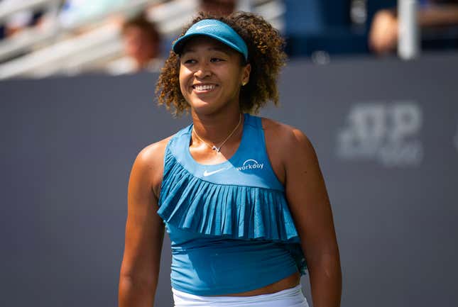 Naomi Osaka aus Japan im Einsatz gegen Anna Blinkova in der ersten Qualifikationsrunde am ersten Tag der Cincinnati Open im Lindner Family Tennis Center am 11. August 2024 in Mason, Ohio (Foto von Robert Prange/Getty Images)