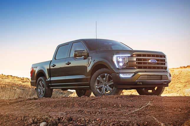 This photo provided by Ford shows the 2023 F-150. The truck&#39;s available PowerBoost hybrid powertrain makes 430 horsepower and can get up to an EPA-estimated 25 mpg. (Courtesy of Ford Motor Co. via AP)