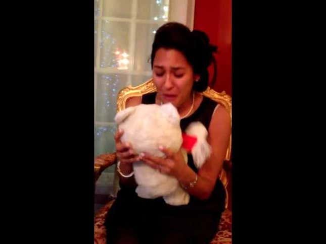 Grown Woman Weeps at the Sight of Beloved Teddy Bear Restored