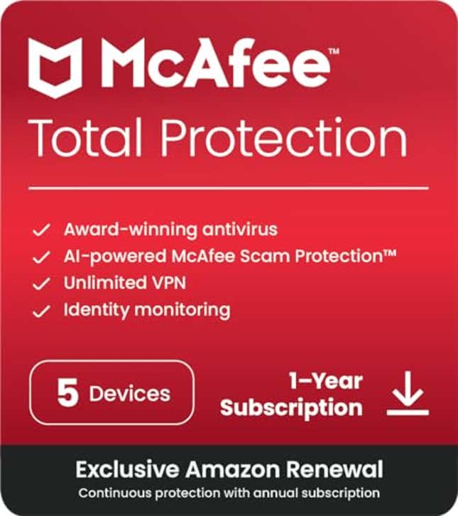 McAfee Total Protection 2024 Ready 5 Device Cybersecurity Software Includes Antivirus, Now